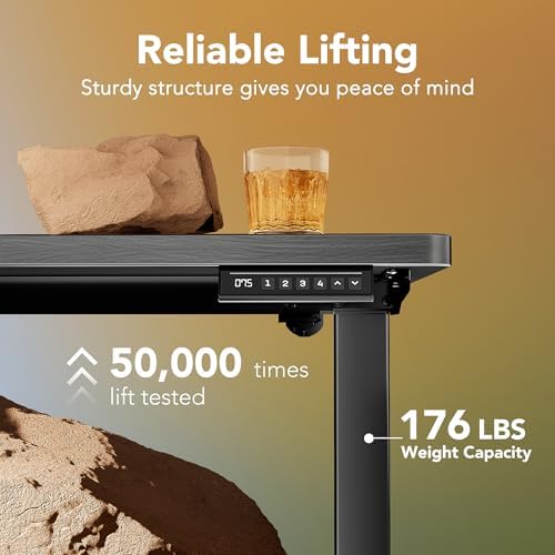 HUANUO 63x28 Inch Electric Standing Desk, Height Adjustable, Grey - Image 4