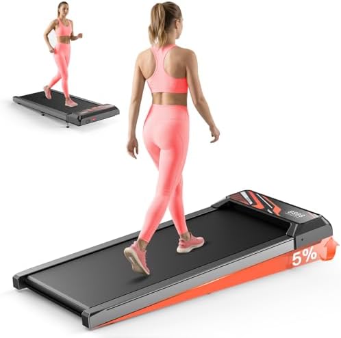 Under Desk Treadmill, Walking Mat with Incline pad, 2.5HP Portable Compact Treadmill for Home Office, Small Mini Walking Treadmill Pad with Remote & 2 in 1 Led Display, 265 Lbs Weight Capacity-Black by Unknown