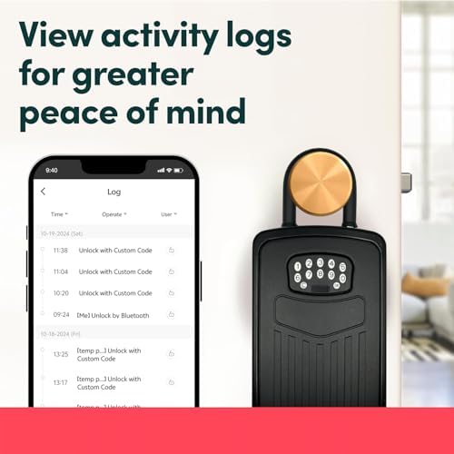 Smart Digital Lock Box for Key, APP Control Bluetooth Wireless Key Lock Box Wall Mounted Door Hanging, Remote Access Digital Safe with Code for Outdoor, Large storage - Image 4