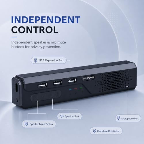 3 in 1 USB Wired Speaker with Microphone,Conference Speakerphone for PC & Laptop,360° Voice Pickup, Plug and Play, Computer Speaker for Zoom, Teams, Skype, Home Office & Online Meetings - Image 5