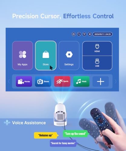Magcubic Mini Projector with WiFi 6 and Bluetooth 5.4, Portable Projector 4K Support, 5W Soundbase Speaker, Auto Vertical Keystone 180°Rotatable Smart Proyector for Movie Home Outdoor - Image 5