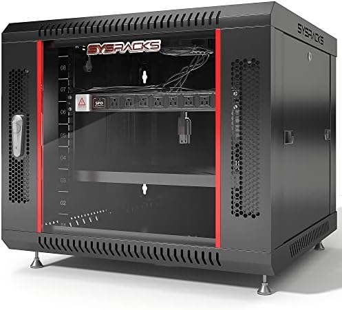 9U Wall Mount Server Rack Cabinet – 19" Network Rack Enclosure, 18" Deep Data Rack Cabinet with Fan, PDU & Shelf for IT Equipment, Switches and Patch Panel by SYSRACKS