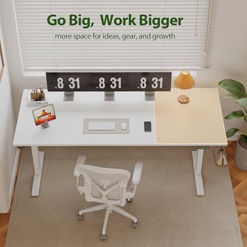 Agilestic 71 * 32 Inch Height Adjustable Electric Standing Desk, White - Image 4