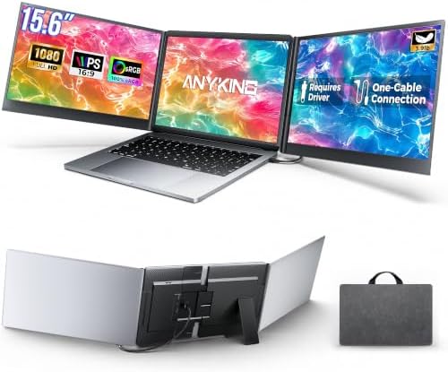 15.6" FHD Laptop Screen Extender, One-Cable USB-C Portable Triple Monitor by AnykingOfficial