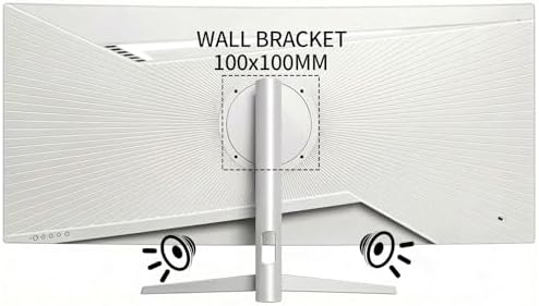 ZZA 34 Inch Ultrawide Curved Monitor Built in Speakers 4K Gaming Computer Monitor 100Hz, WQHD(3440x1440P) Curved 3800R 21:9 Ultra Wide PC Display, 130% sRGB, HDMI &DP, VESA Mount Compatible-White - Image 3