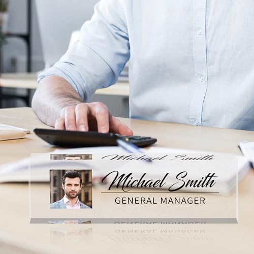 Custom Acrylic Name Plate For Desk - Personalized Logo Office Desk Decor, Employee Appreciation Gift For Men And Women With Image And Text - Image 2