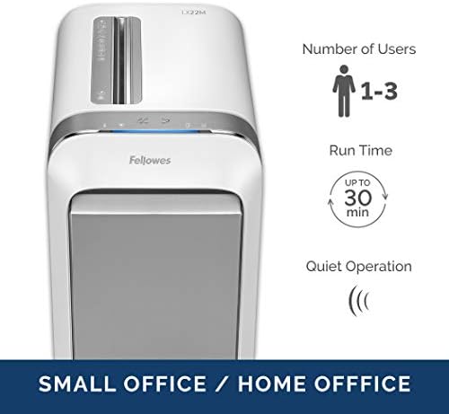 Fellowes LX22M 20 Sheet P-4 Micro-Cut, Heavy Duty Paper Shredder for Office, 100% Jam Proof (White) & Powershred Performance Shredder Oil, 12 oz. Extended Nozzle Bottle (35250) - Image 3