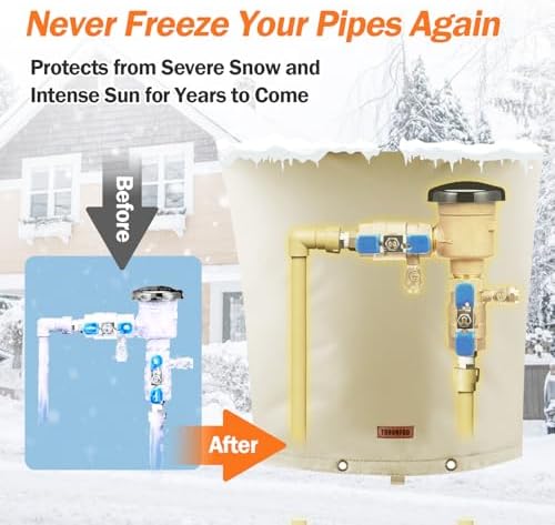 TOHONFOO Backflow Preventer Cover, Pipe Freeze Insulation, 14"Wx14"H, Beige - Image 3