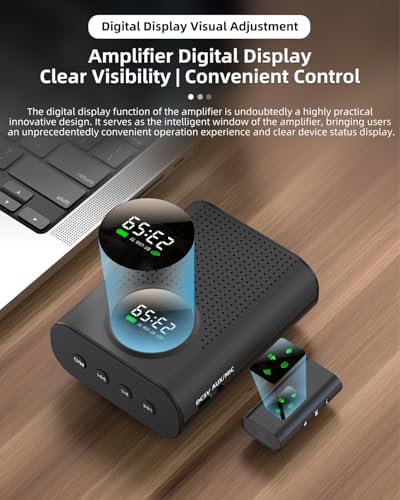 S67 Voice Amplifier Wireless Microphone Dual for Teachers Classroom Rechargeable, Mini Lavalier Lapel Mic, Portable Speaker PA System with LED Display for Class, Tour Guide, Coaches, Black - Image 4
