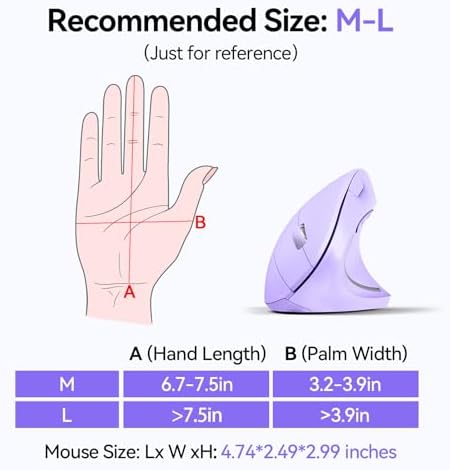 TECKNET Ergonomic Mouse, 4800 DPI Wireless Bluetooth Vertical, 3-Device - Image 4