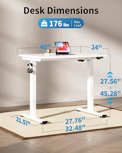 Okin Small Electric Standing Desk, 36" x 24" Whole Piece Height Adjustable Desk, White Sit to Stand Computer Workstation for Home Office - Image 2