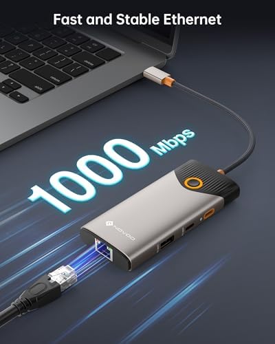 NOVOO USB C Hub Ethernet 4K@60 USB C HDMI Adapter Multiport Type C Adapter, 100W PD, 5Gbps USB-A/C Data Ports Docking Station Compatible for MacBook/iPhone/Dell/HP/Surface - Image 5