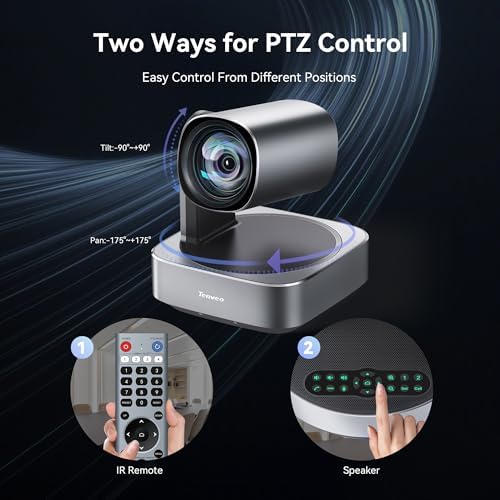 Tenveo 4K PTZ Conference Room Camera System with Bluetooth Speakerphone, 12X Optical Zoom Wide View Angle Lens Works with Zoom Skype Teams for Room Remote Meeting - Image 6