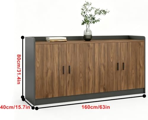 Office Printer Stand Cabinet with Storage, Multi-Function Office Side Cabinet for Copier, Tea Station & Supplies, Large Capacity Storage Cabinet with Soft Close Doors Workstation Furniture，D - Image 2