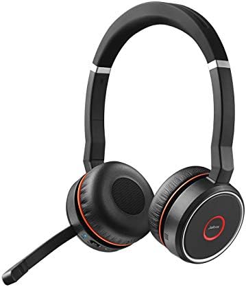 Jabra Evolve 75 UC Wireless Headset, Stereo – Includes Link 370 USB Adapter and Charging Stand – Bluetooth Headset with World-Class Speakers, Active Noise-Cancelling Microphone, All Day Battery by Jabra
