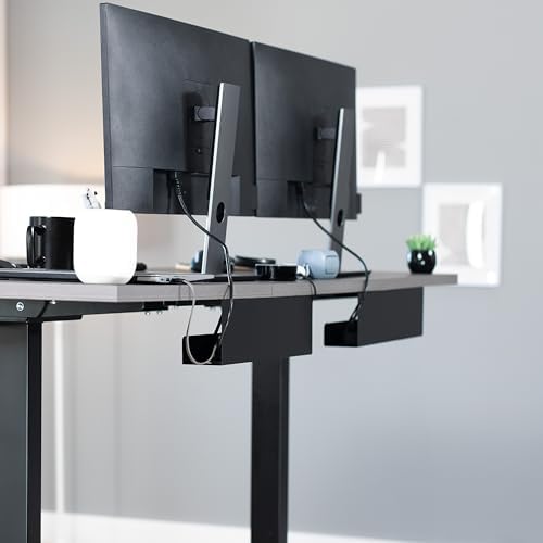 VIVO 2 Pack Black 17 in Under Desk Cable Management Tray, DESK-AC06-2C - Image 2