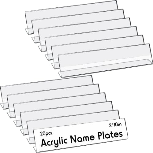 Vicenpal 20 Pcs Acrylic Name Plates for Desk, 2x10"Sign Holder for Meeting by Vicenpal