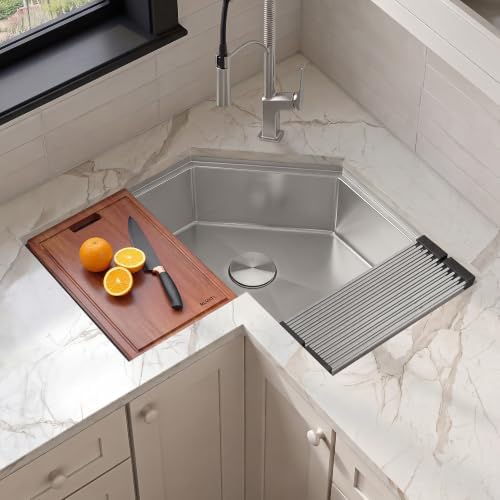 Ruvati Roma Pro Stainless Corner Workstation Undermount Sink - RVH8410ST - Image 2