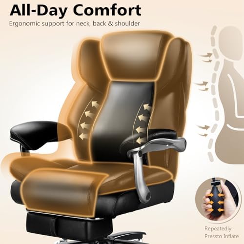 500lbs Reclining Big and Tall Office Chair for Heavy People with Foot Rest - Image 7