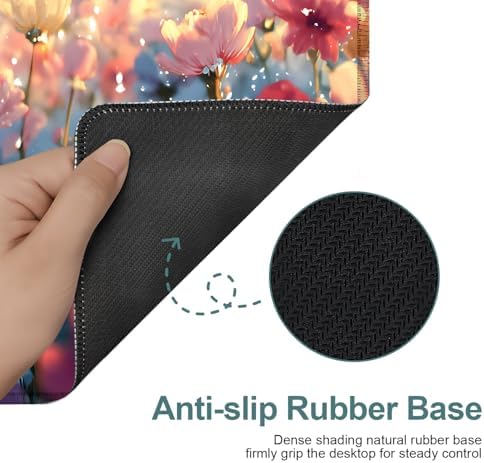 Spring Flowers Gaming Mouse Pad 31.5"x11.8" Large Extended Pad Desk Mat Anti-Slip Rubber Base & Durable Stitched Edges for Gamers Smooth Mouse Pad Writing Surface for Desk Office/Home - Image 4