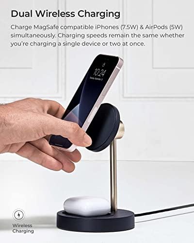 iOttie Velox Magnetic Wireless Duo Stand. 7.5W Mounting Stand + 5W Charging Pad. MagSafe Compatible for iPhone 12, iPhone 13, iPhone 14, & iPhone 15 Series & Qi AirPods Charger (Adapter not Included) - Image 2