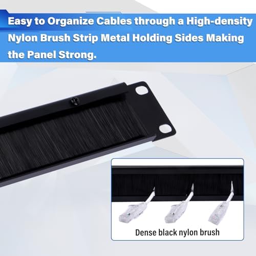 GeeekPi 1U Brush Cable Manager Rack Mount for 10 inch Server Rack, Cable Management Panel with Brush Strip for Cable Entry for DeskPi RackMate T1/T0/T2/T1 Plus/T0 Plus/TL1/T1/2 Plus Network Rack (2) - Image 3