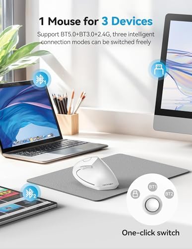 TECKNET Ergonomic Mouse Wireless, Rechargeable Vertical Mice Right Hand - Image 2
