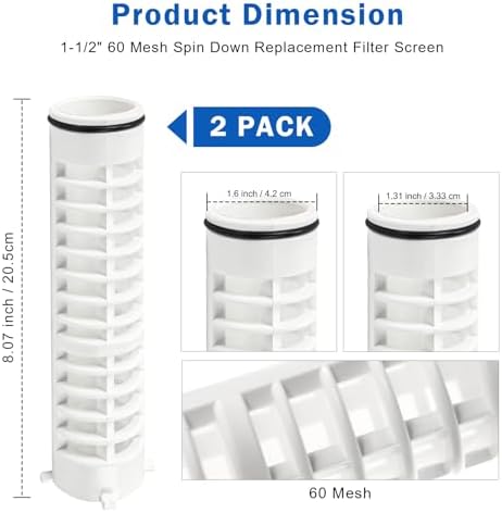 1-1/2" 60 Mesh Spin Down Replacement for Rusco Sediment Well Filter Screen - Image 2