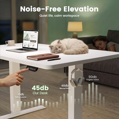 CubiCubi 48 x 24 Electric Standing Desk, Height Adjustable, White - Image 7