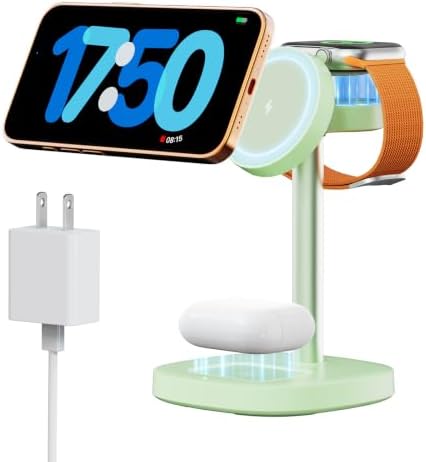 3 in 1 Fast Charging Station, 15W Magnetic Wireless Charger Stand by Unknown
