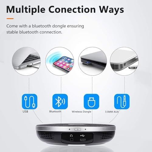 12x Zoom Conference Room Video Camera System, Al Auto-Tracking HD 1080P 60fps 12X Optical Zoom USB3.0 HDMI PTZ Camera 75° FOV and Bluetooth Conference Speaker with Microphones Bundle for Medium Room - Image 6