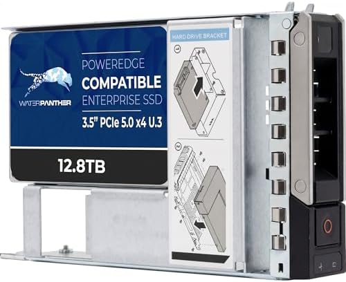 Water Panther 12.8TB 3D TLC PCIe 5.0 x4 NVMe U.3 Hybrid 3.5" SSD for Dell PowerEdge Servers | Mixed-Use | Enterprise Solid State Drive in 16G Tray Compatible with 1VGG0 R760 R6615 by WaterPanther