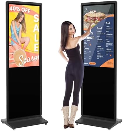 MWE 49 Inch 4K Touchscreen Kiosk, Indoor Floor Standing Digital Signage, Advertising Display LCD Totem with Custom Service, Interactive Monitor Android System with Auto Media Player-Black by QIXZOCV
