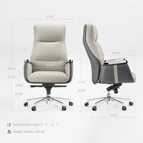 EUREKA ERGONOMIC Royal II High Back Executive Office Chair, Off-White - Image 2