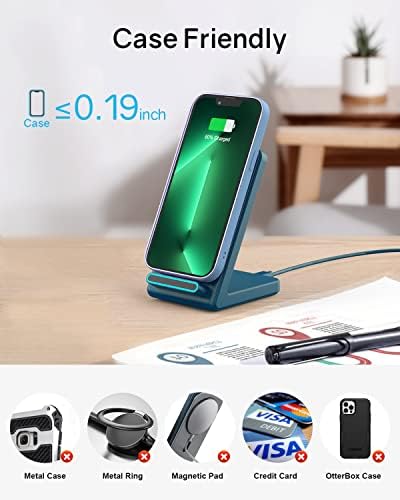 Fast Wireless Charging Station for Phone: CIYOYO 15W Charging Stand Compatible with iPhone 15/14/13/12/11, Samsung Galaxy S23/ S22/ S21/ S20 for Office Bedside Gift - Image 7