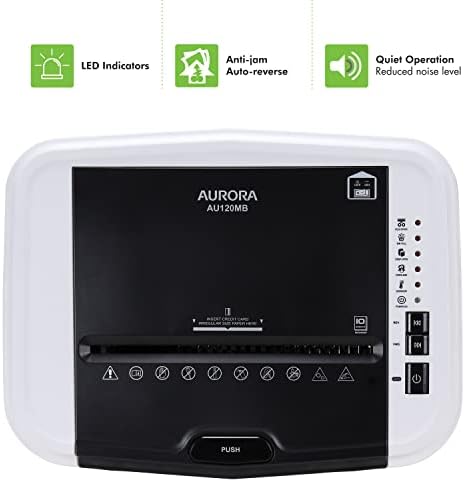Aurora AU120MB 120-Sheet Auto Feed High Security Micro-Cut Paper Shredder / 30 Minutes (White/Black) - Image 6
