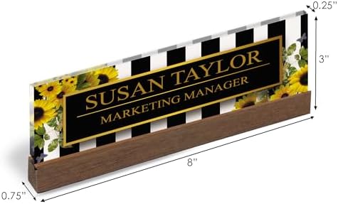 ARTBLOX Personalized Acrylic Desk Name Plate, Sunflower, Card Holder - Image 3