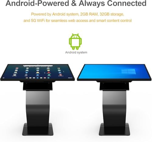 43 Inch Touch Screen Kiosk, 10pt PCAP Touch Screen Digital Signage, Plug&Play K-Style Indoor Digital Signage, Interactive LCD Display Signage, CMS/U-Disk Publish Content, Split Screen, Android 11 - Image 4
