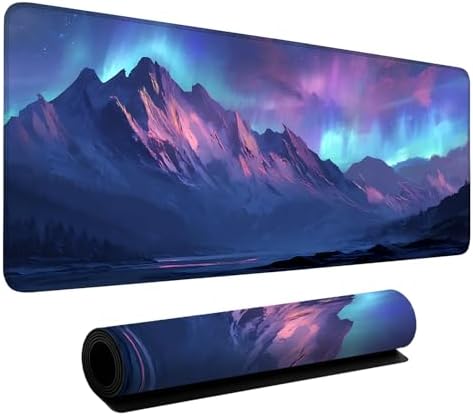 Aurora Gaming Mouse Pad 31.5"x11.8" Large Extended Pad Desk Mat Anti-Slip Rubber Base & Durable Stitched Edges for Gamers Smooth Mouse Pad Writing Surface for Desk Office/Home by LEIWEIHOPE