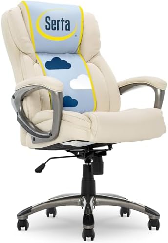 Serta Ergonomic Executive Office Chair with Lumbar Support, Leather Chair by Serta