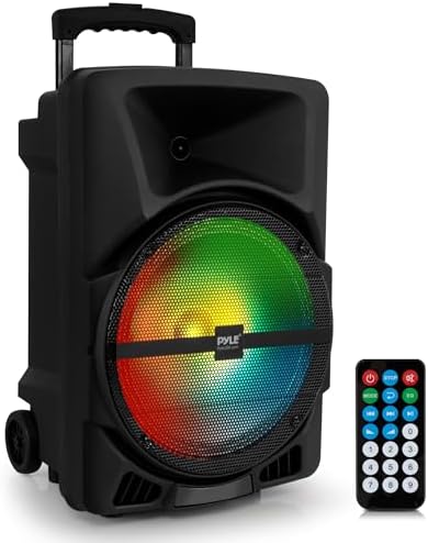 Pyle Wireless Portable PA Speaker System - 800W Powered Bluetooth Indoor & Outdoor DJ Stereo Loudspeaker with MP3 AUX 3.5mm Input, Flashing Party Light & FM Radio-PPHP1244B,Black by PyleUSA