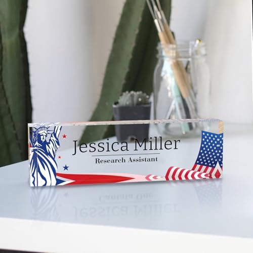 Personalized Acrylic Office Desk Name Plate with Name and Title Printing - Image 2