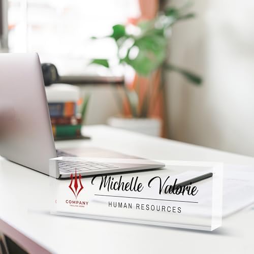 Personalized Name Plate for Desk, Custom Desk Name Plate, Acrylic Name Plate Office Desk Accessories, Personalized Office Gifts for Coworkers Teachers, Employee Appreciation Gifts (B-BusinessLogo2) - Image 2
