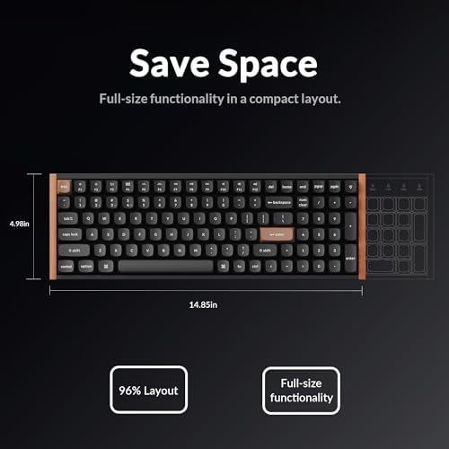 Keychron K4 HE 96% Wireless Hall Effect Keyboard with Number Pad, Rapid Trigger Magnetic Switches, QMK Launcher, 2.4GHz/Bluetooth/Wired, Mac & Windows, Wood Accent Frame, Black (Non-Shine-Through) - Image 5
