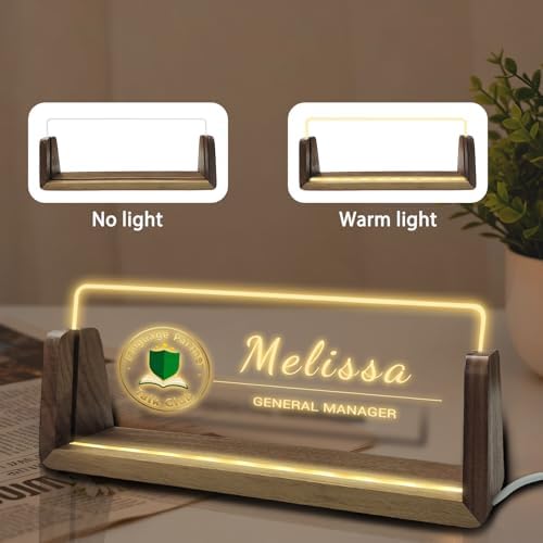Desk Name Plate Personalized Custom Light Up Acrylic Plaque for Desk Customized Office Gifts for Coworkers Teacher Employee Office Decor for Women Men - Image 5