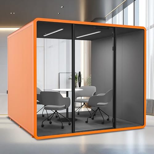 Office Sound Booth with Audio Privacy - Soundproof Booth Includes Unique Grey Interior,Soundproof Room Include Socket,Light,Door Handle& Orange Frame for Conference Room,Bedroom (Grey) by X-Comfot