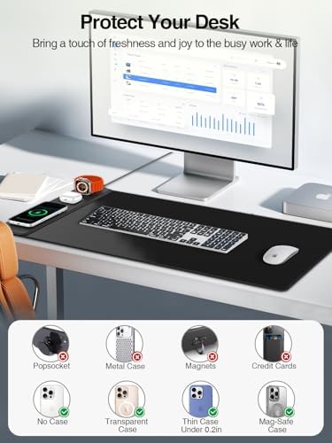 Mouse Pad with Magnetic Wireless Charging, Large Desk Mat, Non-Slip Mouse Mat, Keyboard Pad for Gaming, Desk, Office, PC - Image 4