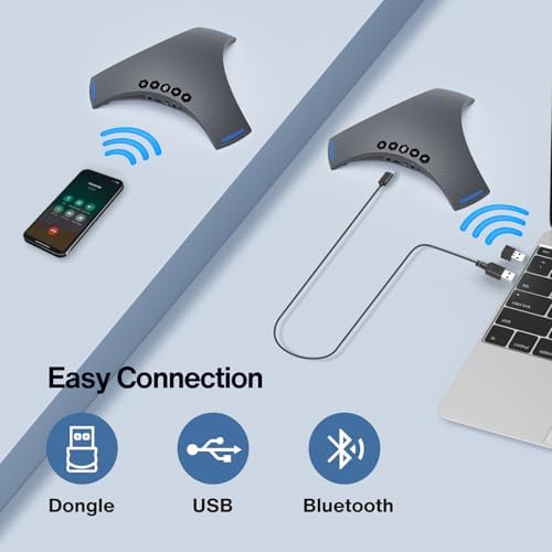 Conference Speaker and Microphone - Bluetooth Speakerphone with Daisy Chain, AI Noise Cancellation, Voice Enhancement, Support Wireless Dongle, USB Connection, Compatible with All Meeting Rooms - Image 5