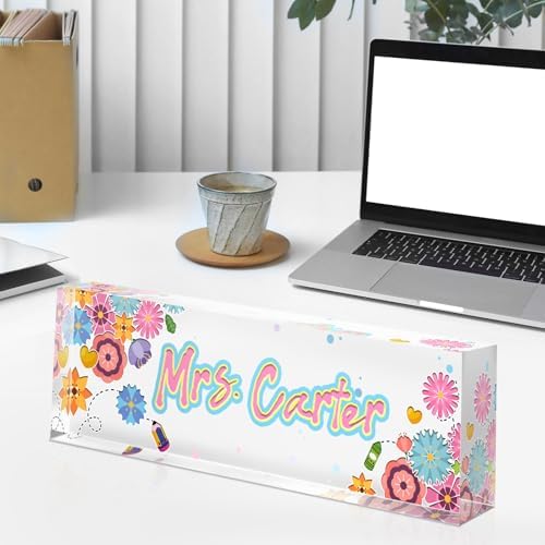 Custom Name Plate for Desk - Desk Name Plate Personalized - Acrylic Office Desk Accessories - Teacher Appreciation Gifts for Coworkers Employee Staff - Office Decor for Women Men (Teacher Gifts B) - Image 4