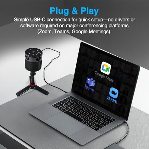 PANOCORE360 All-in-One Meeting Camera - 360° Conference Cam for PC Mac, Speaker & Mic Array, Auto Speaker Focus, 1080P Output, AI Voice Isolation, Local Recording,Compatible with Webex/Zoom/Teams/Meet - Image 6